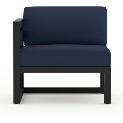 Misty Cove Aluminum Left Arm Section in Black W/ Spectrum Indigo Cushions By Lakeview