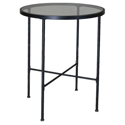 Provence 32 Inch Round Wrought Iron Patio Bar Table With Glass Top By Sunset West