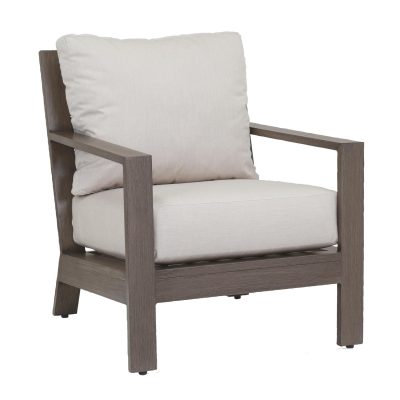 Laguna Aluminum Patio Club Chair W/ Sunbrella Canvas Flax Cushions By Sunset West