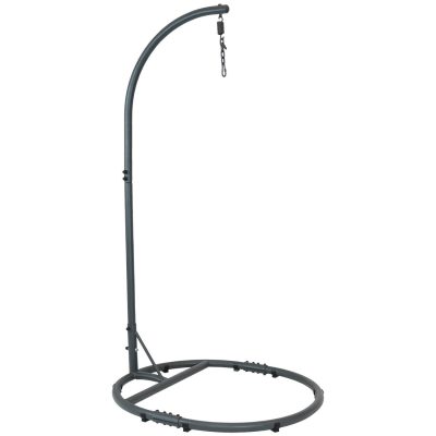 Ultimate Patio 76-Inch Steel Egg Chair Stand w/ Extra Wide Round Base – Gray