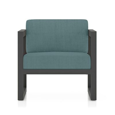 Misty Cove Aluminum Club Chair in Slate W/ Cast Lagoon Cushions By Lakeview