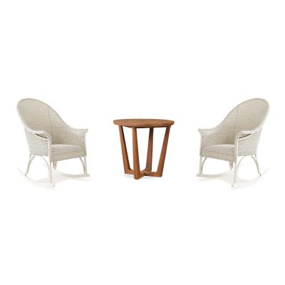 Timeless View 3 Pc Wicker Seating Set W/Rocking Chairs in Ivory By Lakeview