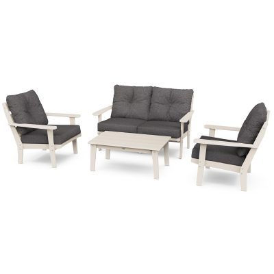 POLYWOOD Lakeside 4-Piece Deep Seating Set – Sand / Ash Charcoal