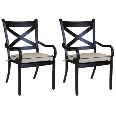 Monterey 2 Piece Aluminum Patio Dining Arm Chair Set W/ Sunbrella Frequency Sand Cushions By Sunset West