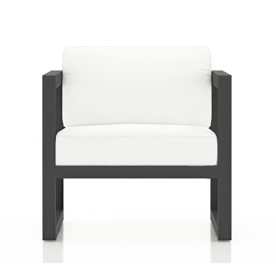 Misty Cove Aluminum Club Chair in Slate W/ Canvas Natural Cushions By Lakeview