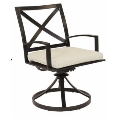 La Jolla Aluminum Swivel Rocker Dining Arm Chair W/ Sunbrella Canvas Flax Cushion By Sunset West