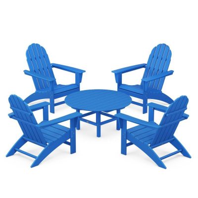 POLYWOOD Vineyard 5-Piece Adirondack Chair Conversation Set – Pacific Blue