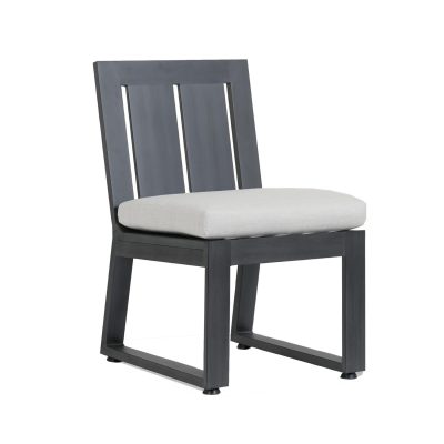 Redondo Aluminum Patio Dining Side Chair W/ Sunbrella Cast Silver Cushion By Sunset West