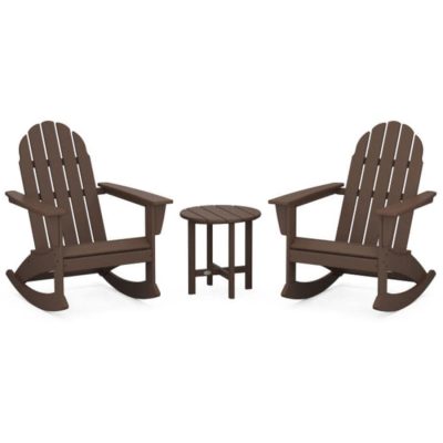 POLYWOOD Vineyard 3-Piece Adirondack Rocking Chair Set in Mahogany