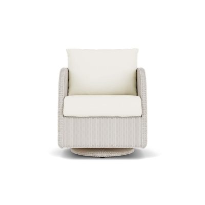 Essence Wicker Club Chair w/ Swivel Gliders in Antique White/Sailcloth Salt By Lloyd Flanders