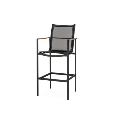 St Barts Aluminum Bar Chair in Black By Teak + Table