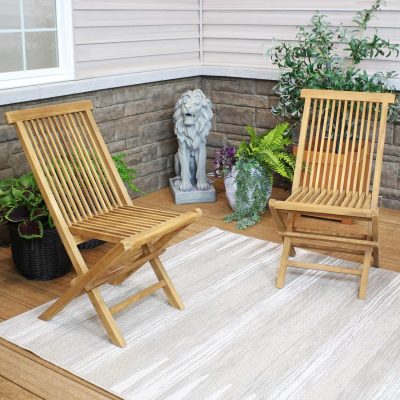 Ultimate Patio Hyannis 2-Piece Teak Folding Patio Chair Set