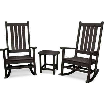 POLYWOOD Vineyard 3-Piece Rocking Set in Black