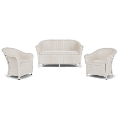 Reflections 3 Pc Wicker Seating Set in Antique White By Lloyd Flanders