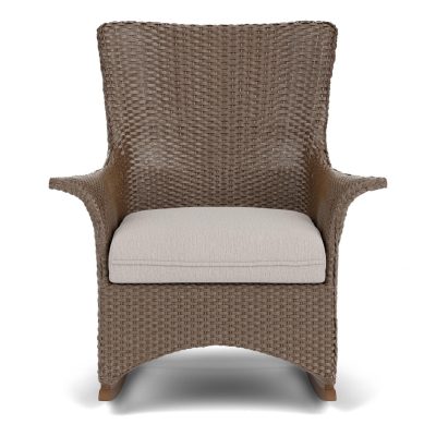 Mandalay Wicker Rocking Chair w/ Cushions in Bark/Remy Cloud By Lloyd Flanders