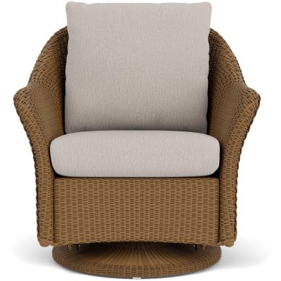 Weekend Retreat Wicker Club Chair w/ Swivel Gliders in Hickory/Remy Cloud By Lloyd Flanders