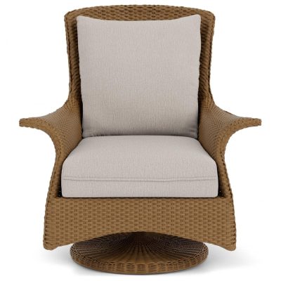 Mandalay Wicker Swivel Rockers Club Chair in Hickory/Remy Cloud By Lloyd Flanders