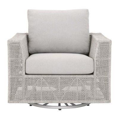 Ranch Pointe Woven Rope Swivel Rocker in Taupe & White By Lakeview