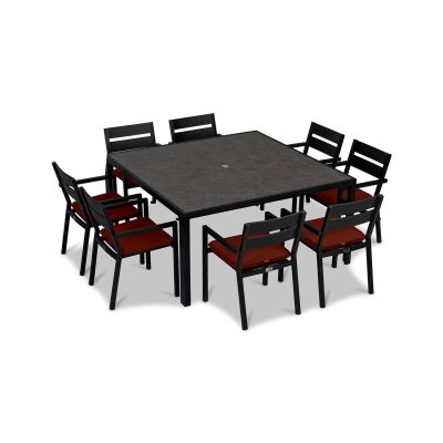 Calm Bay 9 Pc Square Dining Set in Black/Canvas Henna by Lakeview