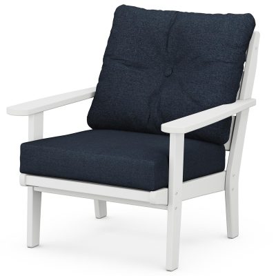 POLYWOOD Lakeside Deep Seating Chair – White / Marine Indigo