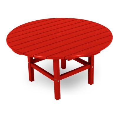 POLYWOOD 38-Inch Round Conversation Table – Sunset Red