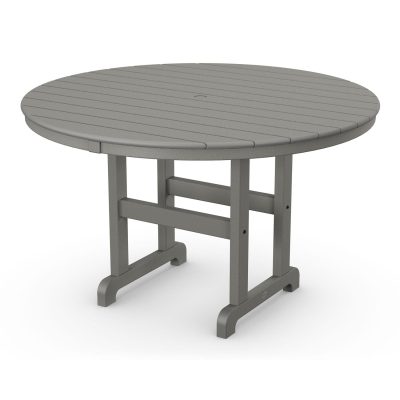 POLYWOOD 48-Inch Round Dining Table – Slate Grey