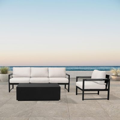 Lakeview Avenue Bay Black/Carbon 3 Pc Sofa Set – Cast Silver