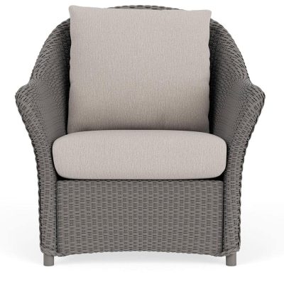 Weekend Retreat Wicker Club Chair in Pewter/Remy Cloud By Lloyd Flanders