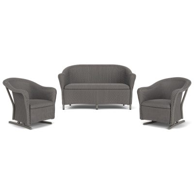 Reflections 3 Pc Wicker Rocking Seating Set in Pewter By Lloyd Flanders