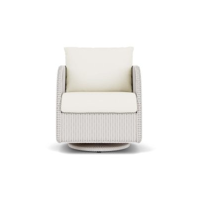 Essence Wicker Club Chair w/ Swivel Gliders in White/Sailcloth Salt By Lloyd Flanders