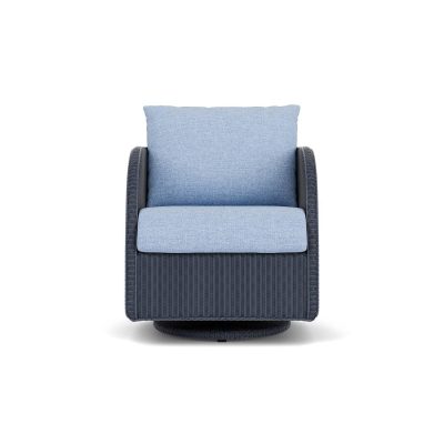 Essence Wicker Club Chair w/ Swivel Gliders in Denim Blue/Demo Skyway By Lloyd Flanders