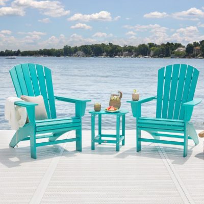 POLYWOOD Nautical 3-Piece Curveback Adirondack Set – Aruba