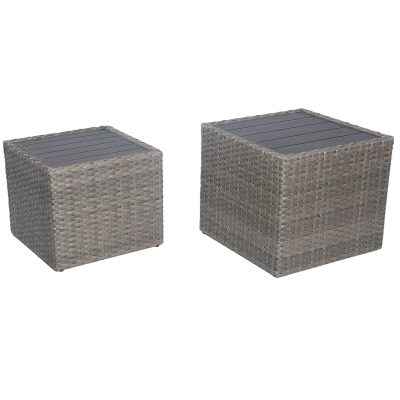 Lakeview West Brook 2 Pc 23 Inch Sq. Shaped Aluminum Woven Bunch Tables by Barcalounger