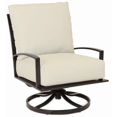 La Jolla Aluminum Patio Swivel Rocker Club Chair W/ Sunbrella Canvas Flax Cushions By Sunset West