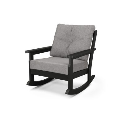 POLYWOOD Vineyard Deep Seating Rocking Chair – Black / Grey Mist