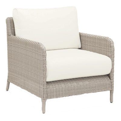 Manhattan Wicker Patio Club Chair W/ Sunbrella Linen Canvas Cushions By Sunset West