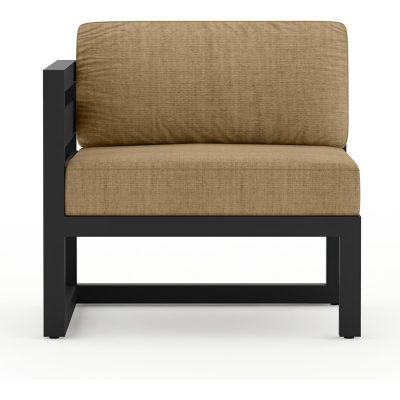 Misty Cove Aluminum Left Arm Section in Black W/ Heather Beige Cushions By Lakeview