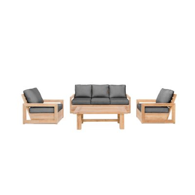 Relax 4 Piece Teak Lounge Set in Carbon By Teak + Table