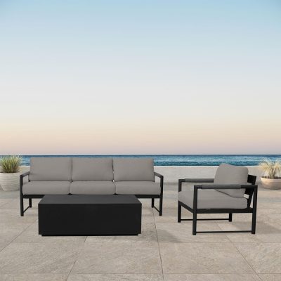 Lakeview Avenue Bay Black/Carbon 3 Pc Sofa Set – Canvas Charcoal