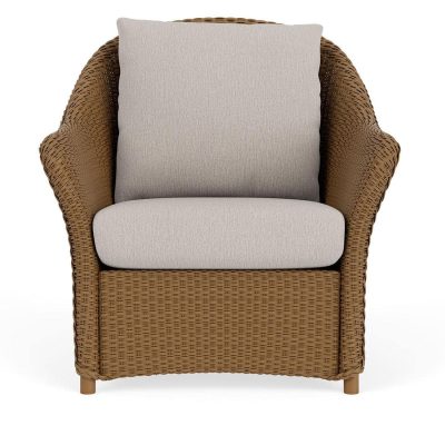 Weekend Retreat Wicker Club Chair in Hickory/Remy Cloud By Lloyd Flanders