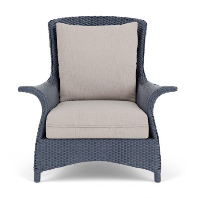 Mandalay Wicker Club Chair in Denim Blue/Remy Cloud By Lloyd Flanders