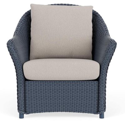 Weekend Retreat Wicker Club Chair in Denim Blue/Remy Cloud By Lloyd Flanders