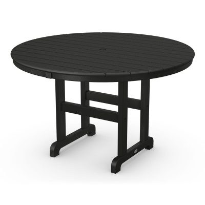 POLYWOOD 48-Inch Round Dining Table – Black