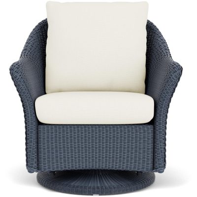 Weekend Retreat Wicker Club Chair w/ Swivel Gliders in Denim Blue/Sailcloth Salt By Lloyd Flanders