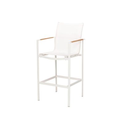 St Barts Aluminum Bar Chair in White By Teak + Table