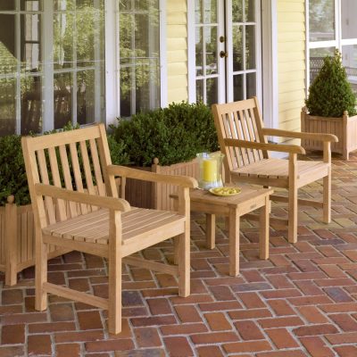 Classic 3 Pc Natural Teak Seating Set W/ Arm Chairs By Oxford Garden