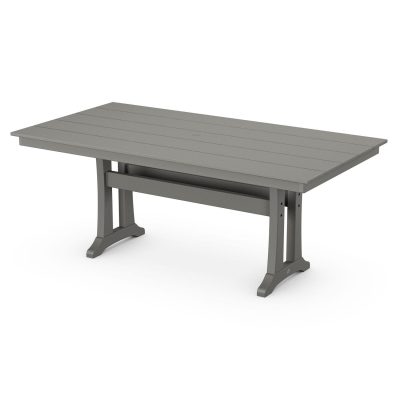 POLYWOOD 37 X 72-Inch Farmhouse Trestle Dining Table – Slate Grey