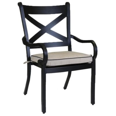 Monterey Aluminum Patio Dining Arm Chair W/ Sunbrella Frequency Sand Cushion By Sunset West