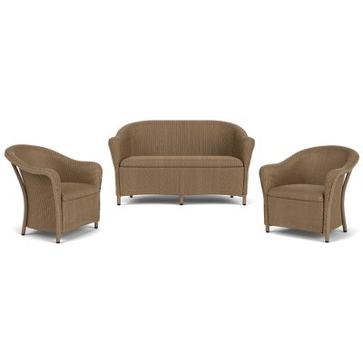 Reflections 3 Pc Wicker Seating Set in Fawn By Lloyd Flanders