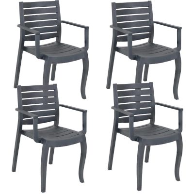 Ultimate Patio 4 Piece Stackable Outdoor Armchair Set – Gray